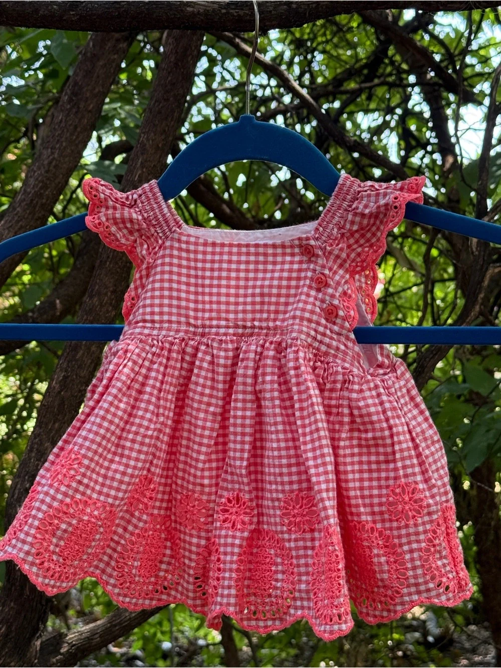 Baby Gap Embroidered Gingham Scalloped Frock